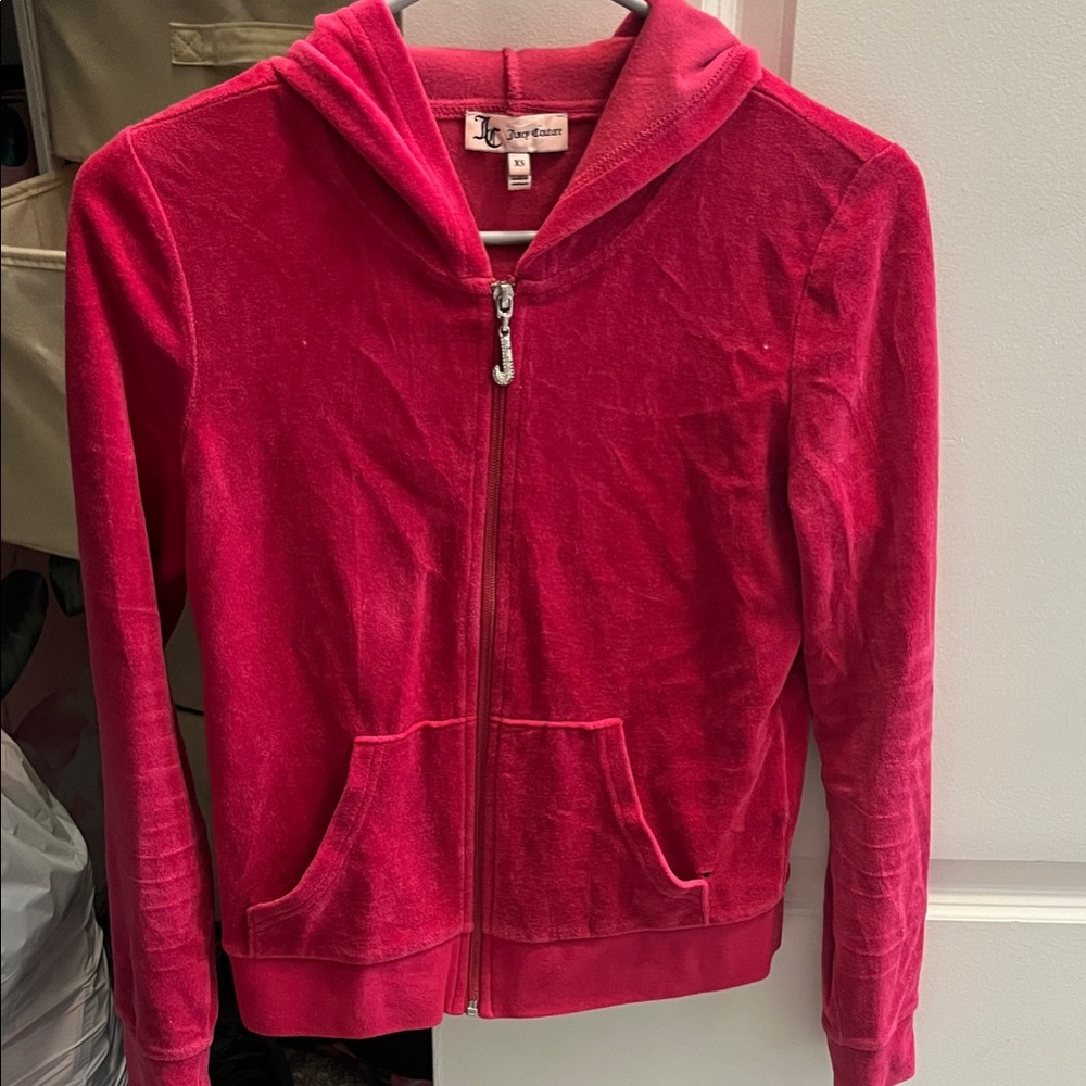Juicy Couture Girls Hot Pink Velour Zip Hoodie
